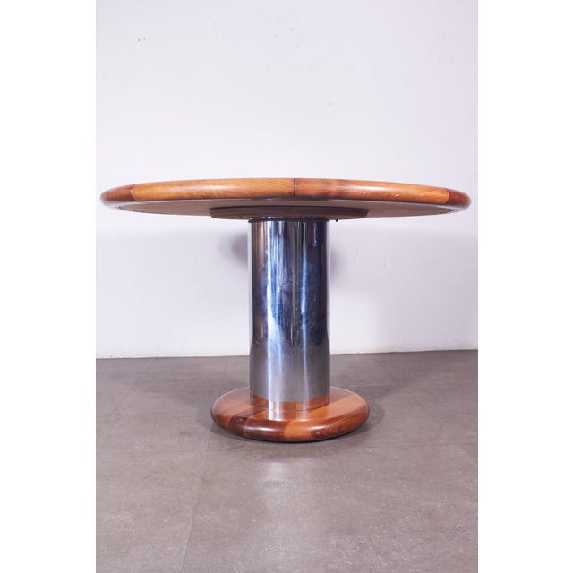 Steel and Wood Table attributed to Ettore Sottsass, 1970s For Sale - Image 9 of 15
