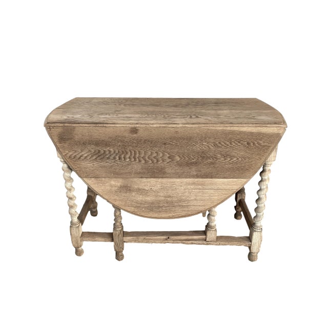 Antique French Bleached Oak Gate Leg Table For Sale - Image 4 of 10