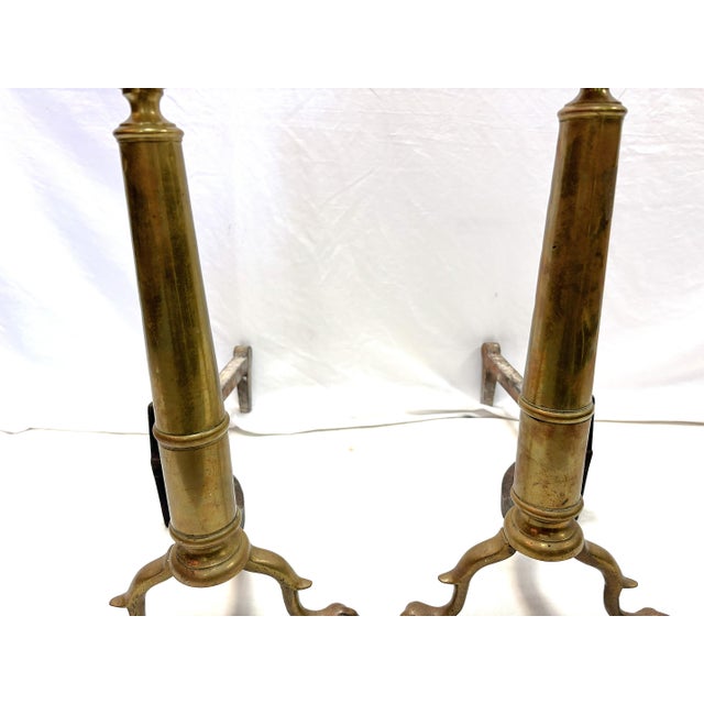 Antique Bradley & Hubbard Federal Style Brass Ball & Claw Foot Andirons - A Pair For Sale In West Palm - Image 6 of 18