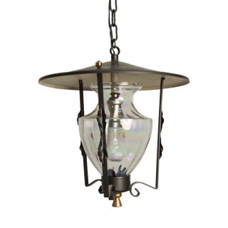 Lantern-Style Ceiling Light in Pearlescent Glass, 1960s For Sale