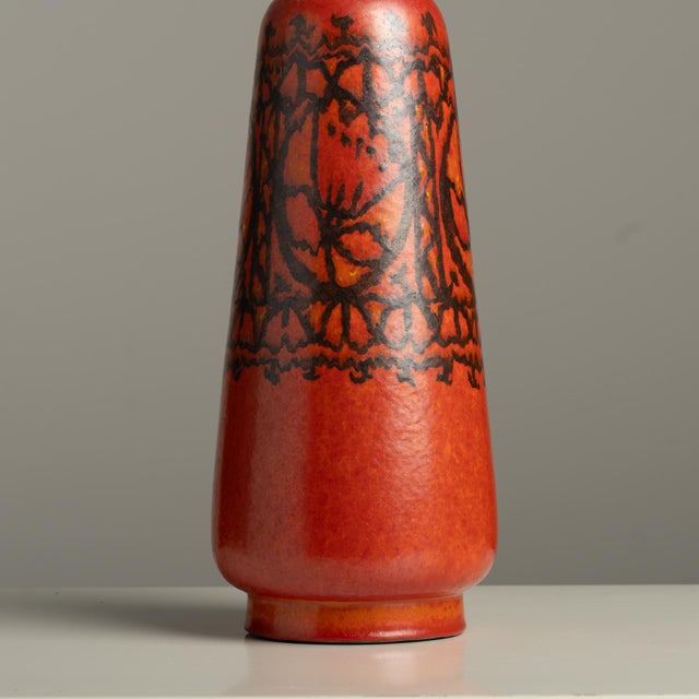 Mid-Century Modern 1950s Stunning Ceramic Italian Large Signed Studio Pottery Red Raymor Lamp Bitossi Aldo Londi For Sale - Image 3 of 15