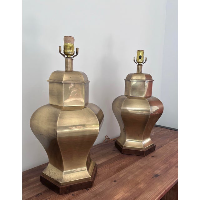 Frederick Cooper Late 20th Century Frederick Cooper Brass Ginger Jar Lamps-a Pair For Sale - Image 4 of 11