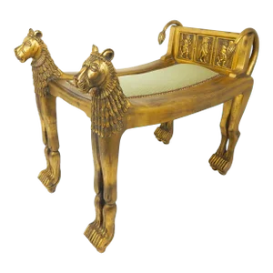Late 20th Century Egyptian Carved Lion Bench