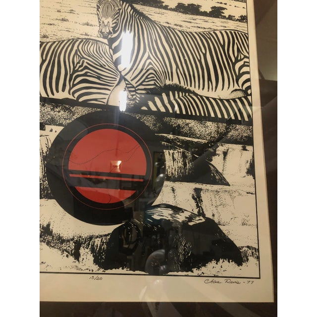 "Zebra, Circle, Water" Vintage 1970s Framed Print For Sale - Image 4 of 10
