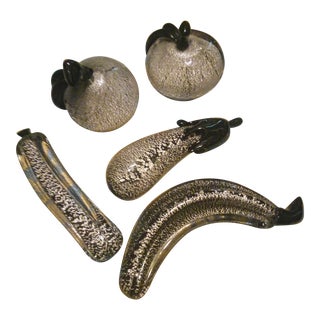1970s Murano Style Glass Fruit by Gambaro- Set of 5 For Sale