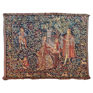Vintage Aubusson Style Jaquar Tapestry with Medieval Museum Design, 1970s For Sale