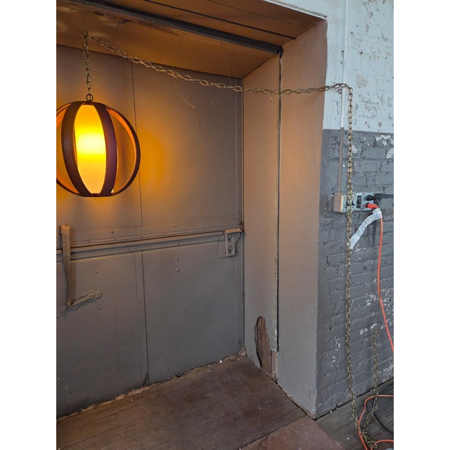 1960s Mid Century Bentwood Globe Pendant Swag Light For Sale - Image 10 of 10