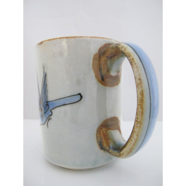 Ceramic Ken Edwards El Palomar Blue Bird Flowers Mexican Tonala Folk Art Coffee Cup Pair For Sale - Image 7 of 14