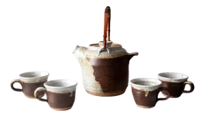 Vintage Japanese Studio Pottery Tea Set - 5 Pc