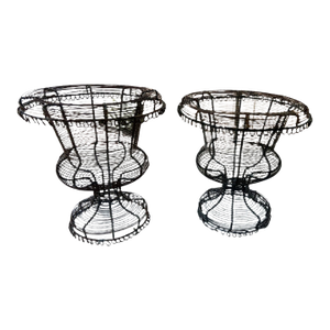Late 19th Century French Wire Urn Planters - Set of 2