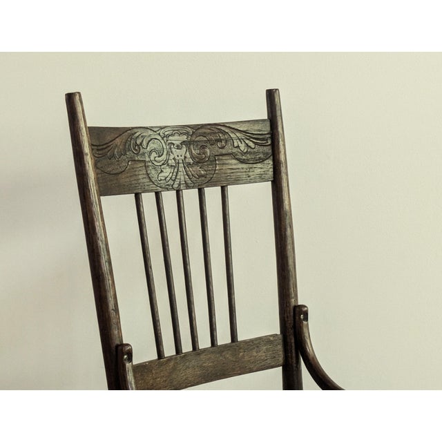 Brown Vintage Pressed Back Chair With Cane Seat For Sale - Image 8 of 10
