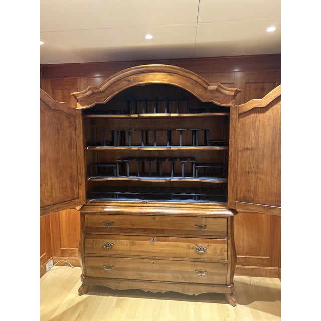 Two-tiered sideboard, made of solid wood, with 3 drawers and double doors. Bronze handles. Excellent condition.