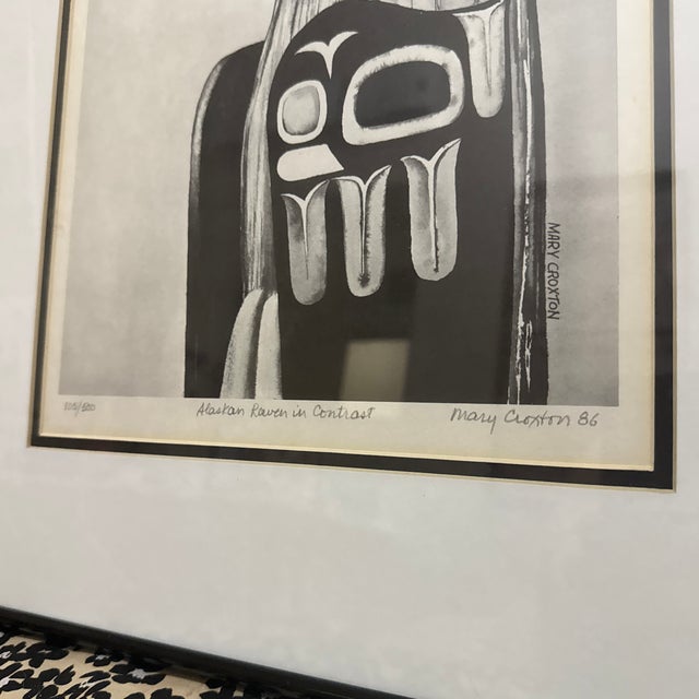 1970s 1970s Alaskan Raven in Contrast Framed Serigraph For Sale - Image 5 of 10
