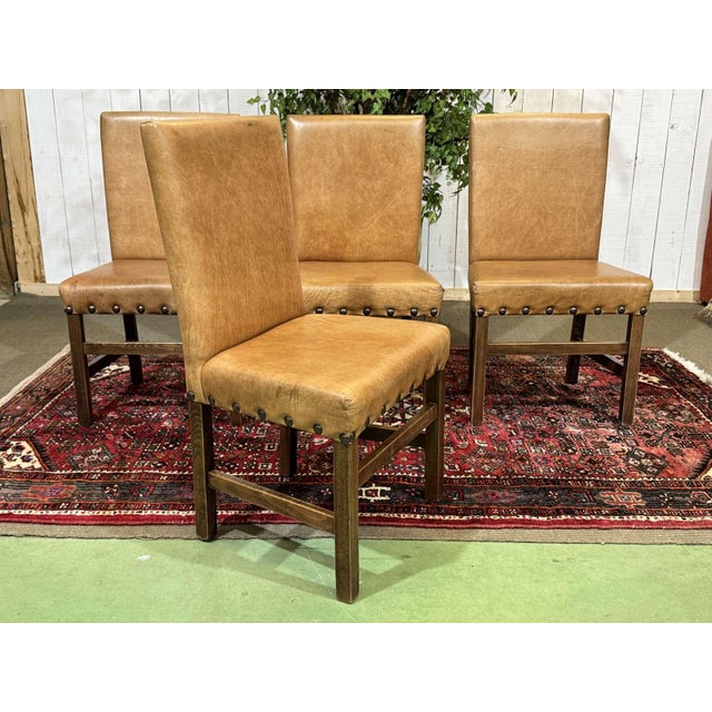 English Chairs in Beech and Imitation Leather, 1980s, Set of 4, in Good conditions. Designed 1980 to 1989