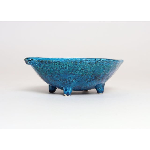 Blue Italian Rimini Blu Glazed Leaf-Form Ceramic Vide Poche by Aldo Londi for Bitossi For Sale - Image 8 of 18