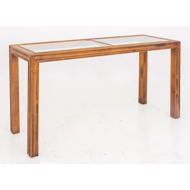 Chestnut Widdicomb Manner Modern Wood and Glass Table, 1980s For Sale - Image 8 of 10