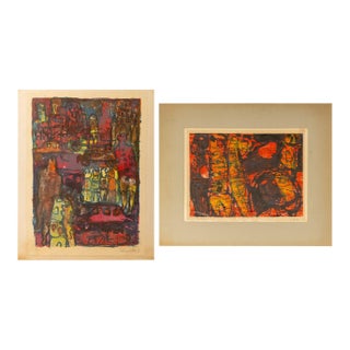 Elfi Schuselka Abstraction Lithographs, 1965, 2 For Sale