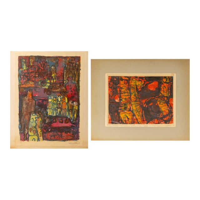 Elfi Schuselka Abstraction Lithographs, 1965, 2 For Sale