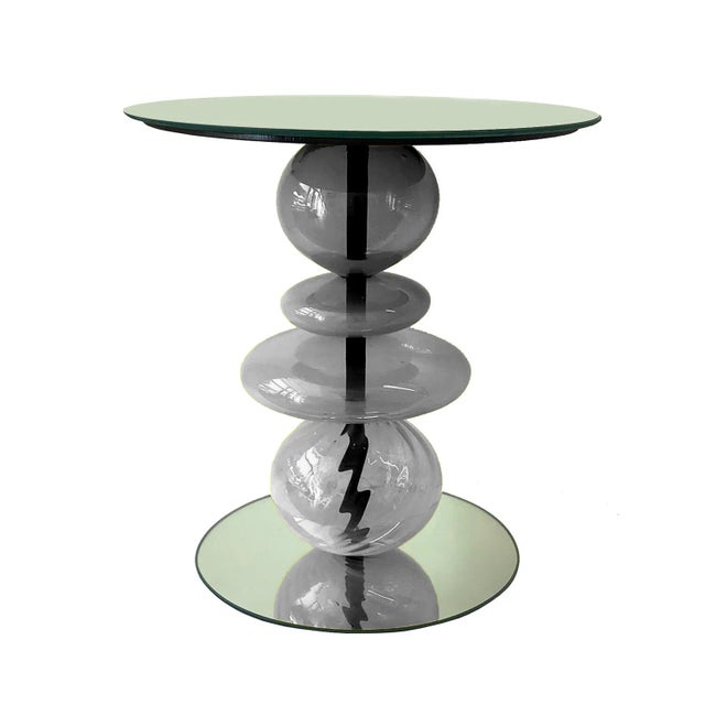 Modern Abacus Glass Accent Table by the Drawing Room Atl in Finish Mink - Size: Standard - Modern Side Table in Netural Gray Glass For Sale - Image 3 of 4