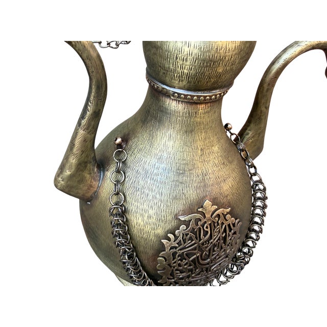 Dual Dragon Handle Brass Ewer For Sale - Image 10 of 13
