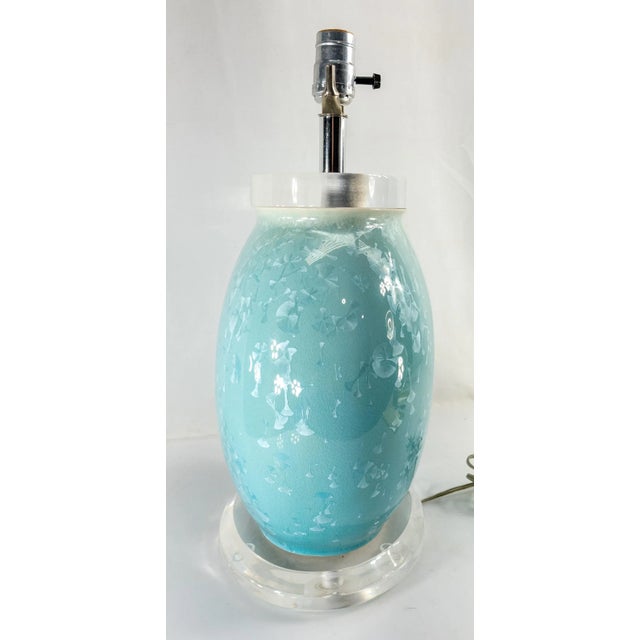 Late 20th Century Modern Art Pottery and Lucite Table Lamp Signed Dittmer For Sale In New York - Image 6 of 11