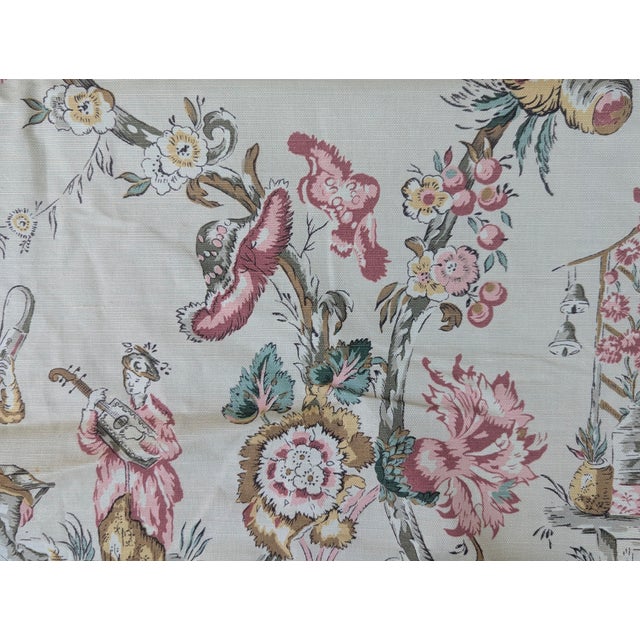 Late 20th Century Chinoiserie Toile Fabric 1.27 Yards For Sale - Image 5 of 14