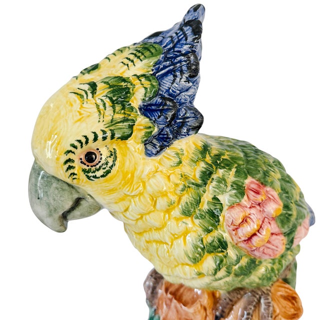 Large Scale Vintage Italian Majolica Ceramic Parrot Sculpture by Intrada For Sale - Image 10 of 15