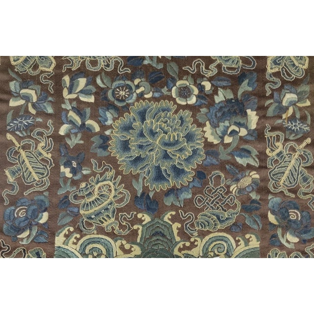 Chinese Forbidden Stitch (Peking Knot) Silk Embroidery Panel, Late Qing Dynasty For Sale - Image 4 of 6