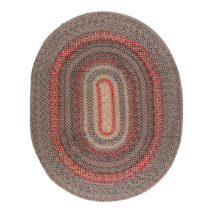 Refined Multi Color Background Wtih Folk Art Styles Round Vintage American Braided Rug