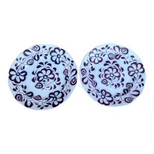 A Antique Pair of Ironstone Flow Mulberry Gaudy Brushstroke Plates, Circa 1850