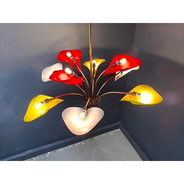 Metal Vintage Italian Chandelier, 1960s For Sale - Image 7 of 14