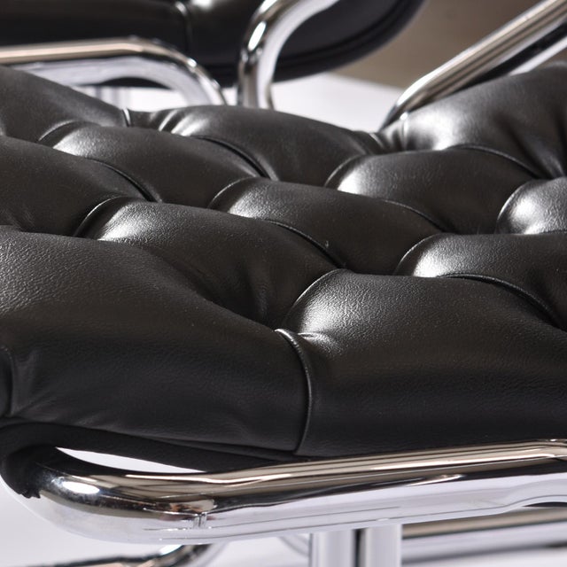Black Daystrom Black and Chrome Tufted Scoop Chairs Vintage 1970s For Sale - Image 8 of 9