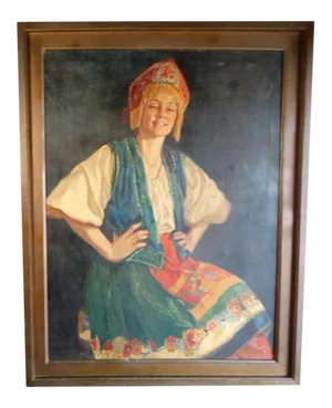 1935 Viola Pratt Stone (1872-1958) Natasha Oil on Canvas Painting