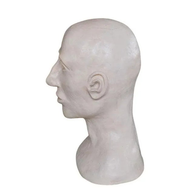 Mid 20th Century Large White Ceramic Bust Sculpture of a Bald Man For Sale - Image 5 of 5
