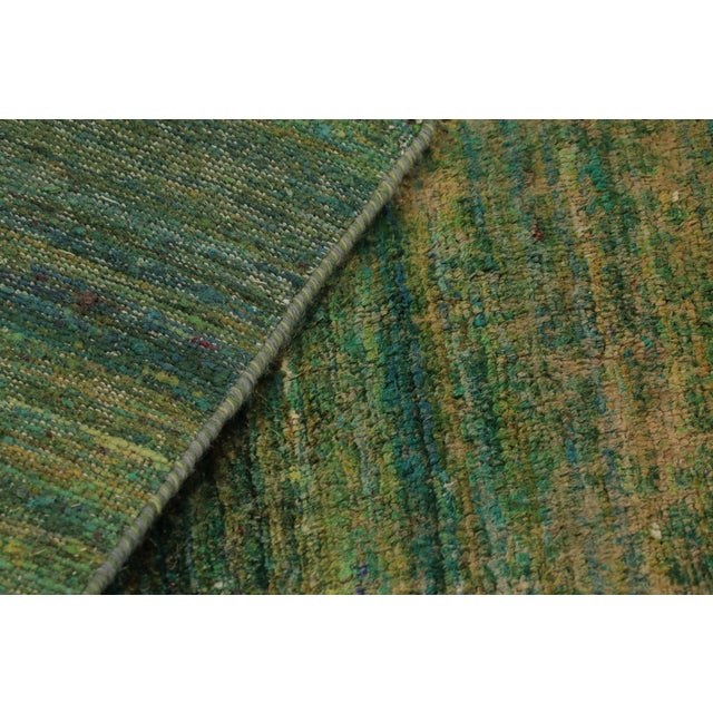 Rug & Kilim’s Modern Textural Square Rug, Warm Tone-on-Tone Green and Gold For Sale - Image 9 of 9