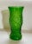 A classic abstract green glass vase made by the Hoosier Glass Company in Indianapolis, Indiana.