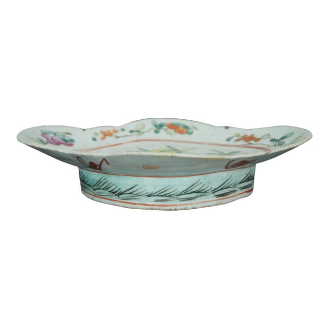 Antique Chinese Export Famille Rose Footed Floral Polychrome Chop Suey Bowl Dish For Sale