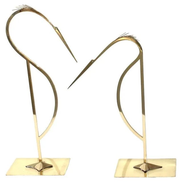 1960s-70s Brass Stylized Egret Figures - a Set of 2 For Sale - Image 13 of 13