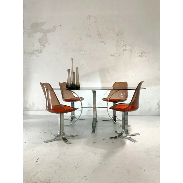 Vintage Metal, Glass, and Acrylic Glass Dining Table & Chairs Set, Set of 5 For Sale - Image 13 of 13