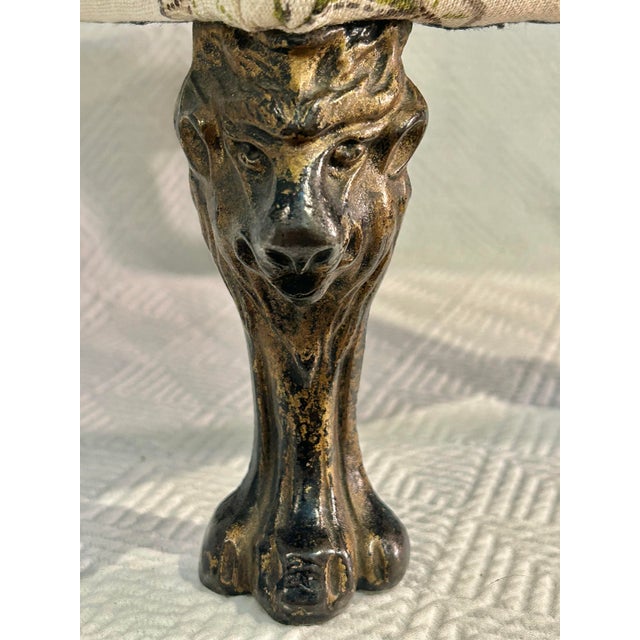 Metal Vintage Petite Foot Stool or Foot Rest With Bronze Finish Lions Head and Paw Legs For Sale - Image 7 of 9