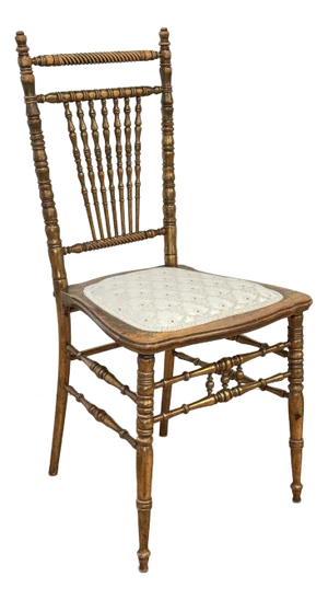 Vintage Gilded Turned Wood Spindle Back Chair