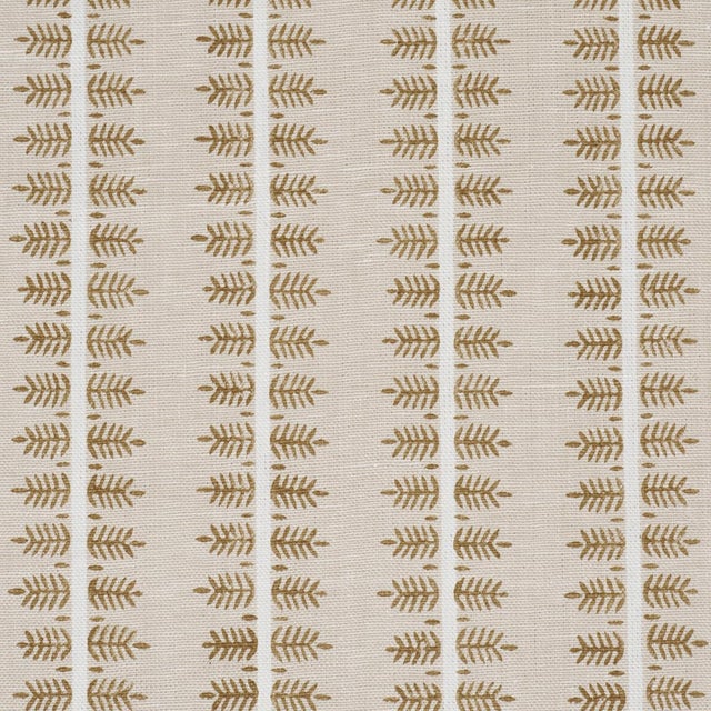 Sample - Schumacher Alva Hand Block Print Fabric In Ochre For Sale