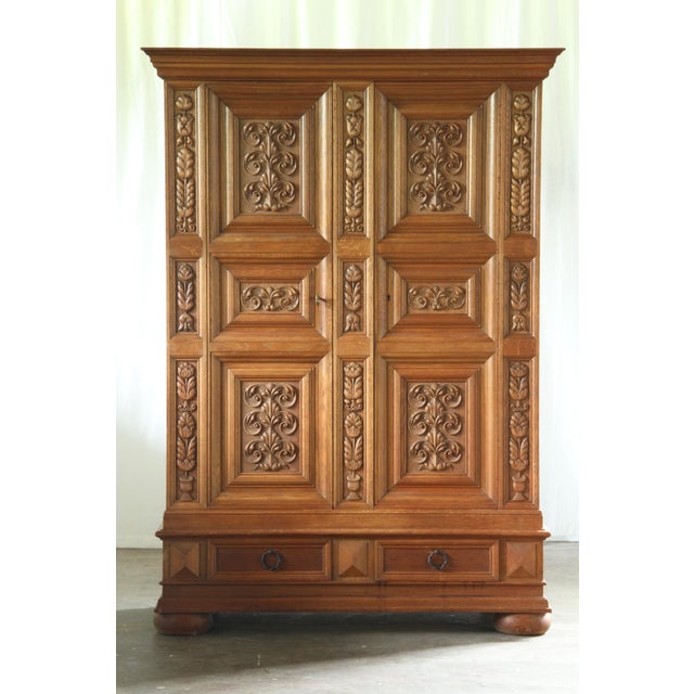 1930s Vintage Art Nouveau Danish Oak Cabinet, 1930s For Sale - Image 5 of 17