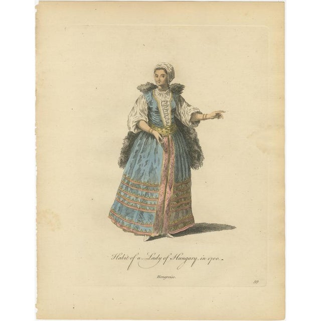 European School, Hungarian Gentleman and Lady Costume, 1749, Paper Engravings, Set of 2 For Sale - Image 4 of 10
