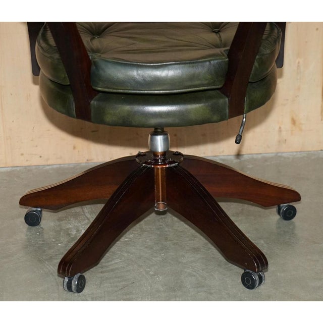 Vintage Chesterfield Captain's Chair in Bottle Green Tufted Leather For Sale - Image 15 of 18