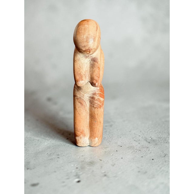 Late 20th Century Vintage African Jasper Stone Sculpture-Kneeling Figure-Carved-Abstract-Modern For Sale - Image 5 of 11