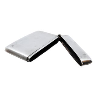 Plain Square Silver Matchbox with Hinged Lid For Sale