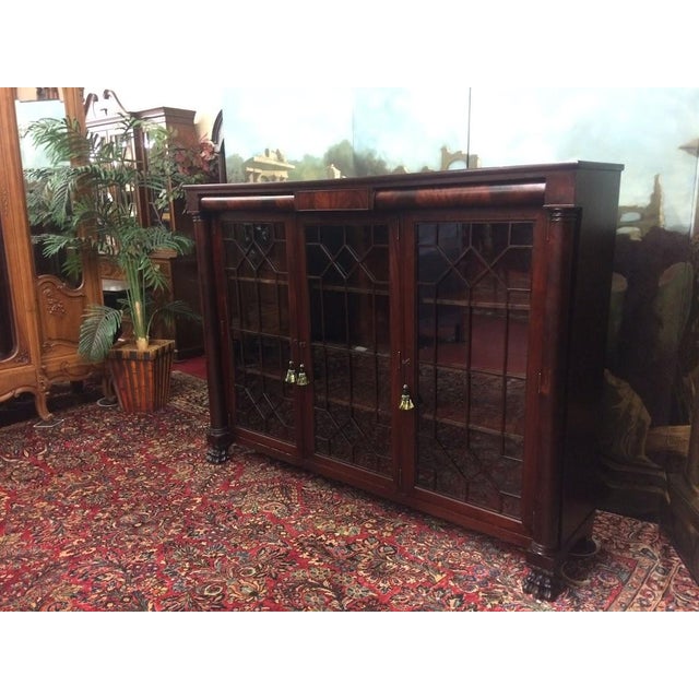 Antique Mahogany Bookcase, Empire Revival Bookcase For Sale - Image 6 of 17