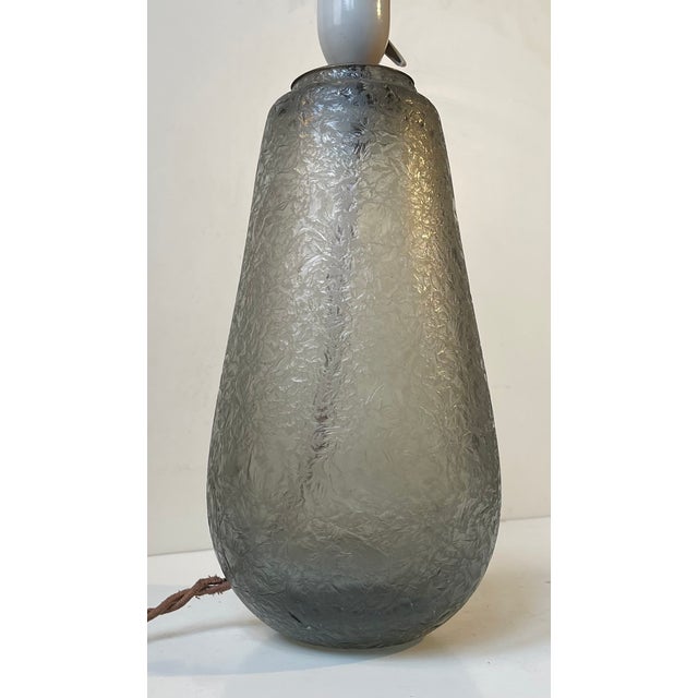 Art Deco Grey Ice Flower Glass Table Lamp by Jacob E. Bang for Holmegaard, 1920s For Sale - Image 11 of 14