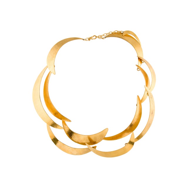 1990s Herve Van Der Straeten Choker Collar Necklace Scalloped Edges 24k Gold Plated For Sale - Image 10 of 10